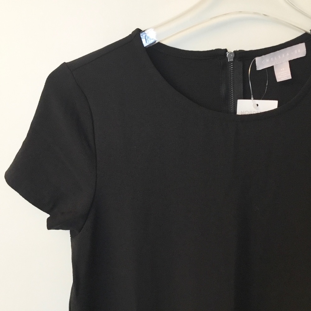 NWT Chelsea28 Short Sleeve Crepe Shift Dress - Black - XS - Picture 3 of 7